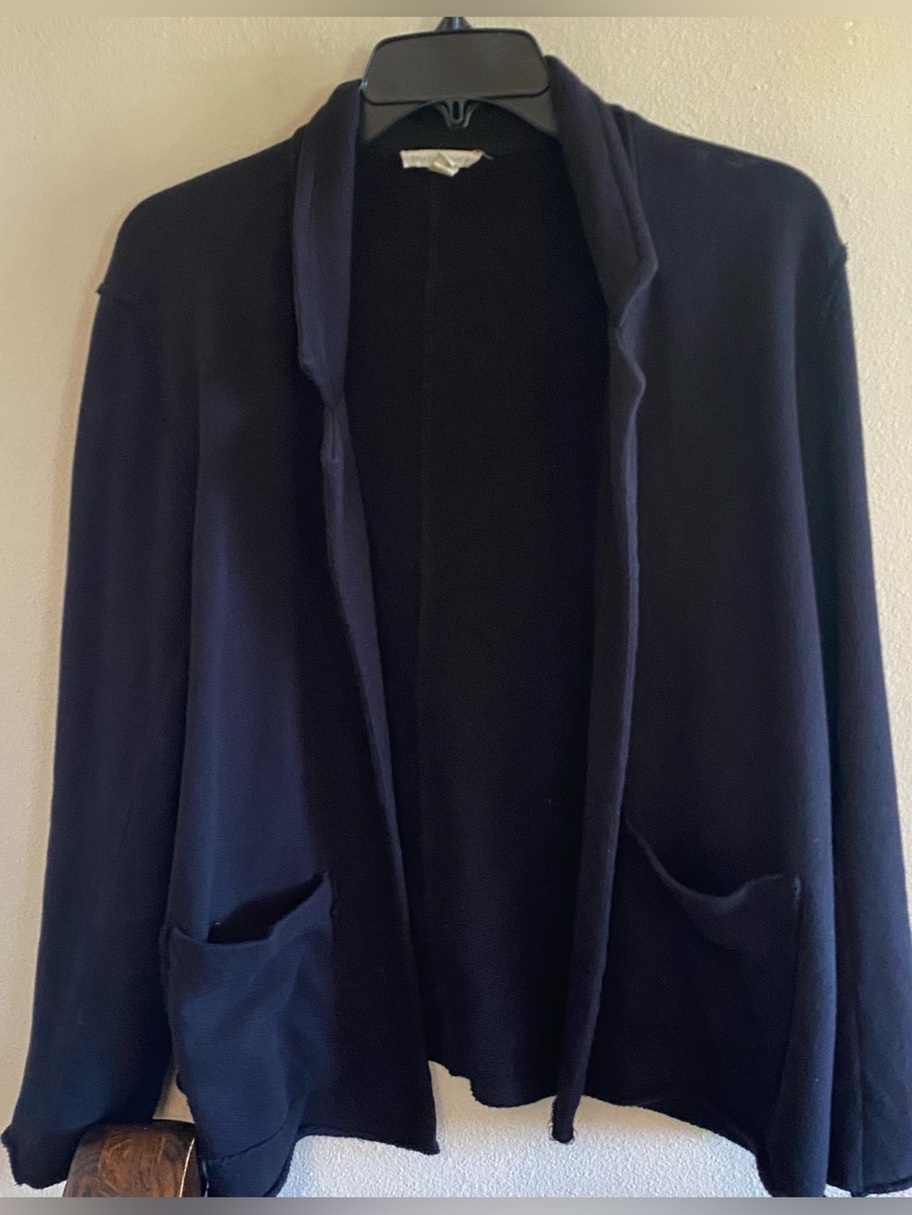 Eileen Fisher French Terry Organic Cotton Black Jacket - Picture 3 of 8